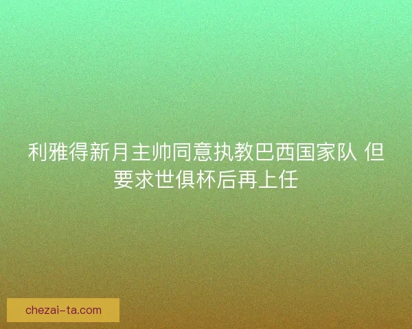 利雅得新月主帅同意执教巴西国家队 但要求世俱杯后再上任