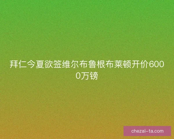 拜仁今夏欲签维尔布鲁根布莱顿开价6000万镑