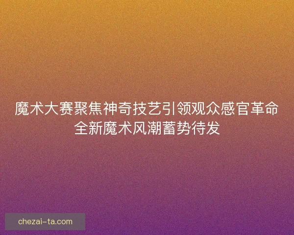 魔术大赛聚焦神奇技艺引领观众感官革命全新魔术风潮蓄势待发 魔术大赛聚焦神奇技艺引领观众感官革命全新魔术风潮蓄势待发