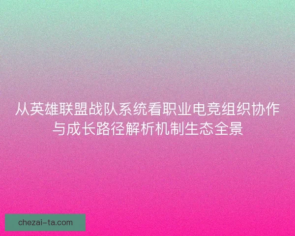 从英雄联盟战队系统看职业电竞组织协作与成长路径解析机制生态全景