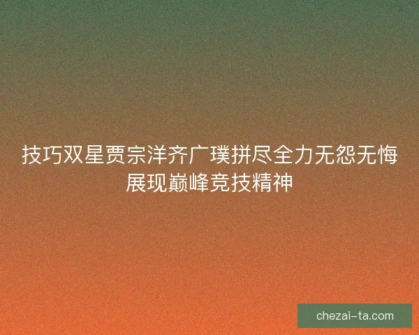 技巧双星贾宗洋齐广璞拼尽全力无怨无悔展现巅峰竞技精神
