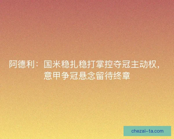 阿德利:国米稳扎稳打掌控夺冠主动权,意甲争冠悬念留待终章 阿德利:国米稳扎稳打掌控夺冠主动权,意甲争冠悬念留待终章